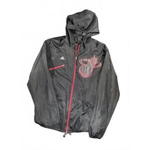 Adidas Miami Heat Black Limited Edition Windbreaker Jacket Red Zipper Logo XXL
